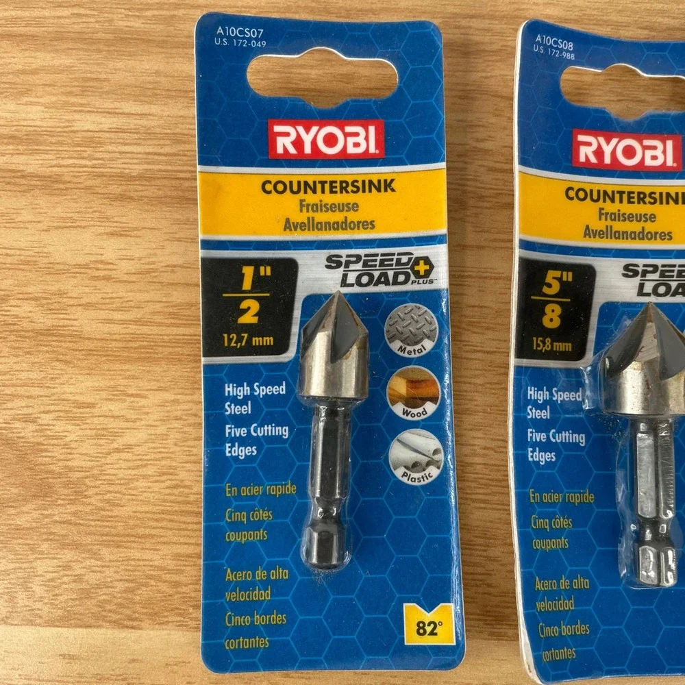 Ryobi 3 Piece Countersink‎ Drill Bit Set SpeedLoad Plus 1/2